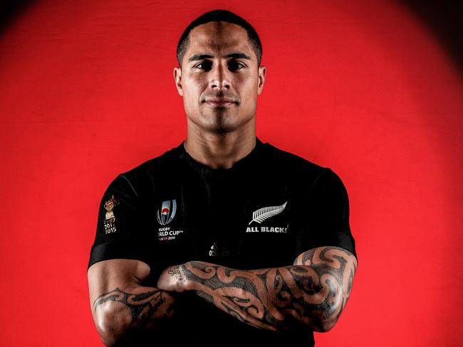 Aaron Smith poses during the New Zealand All Blacks Rugby World Cup Portrait Session. Picture: Getty