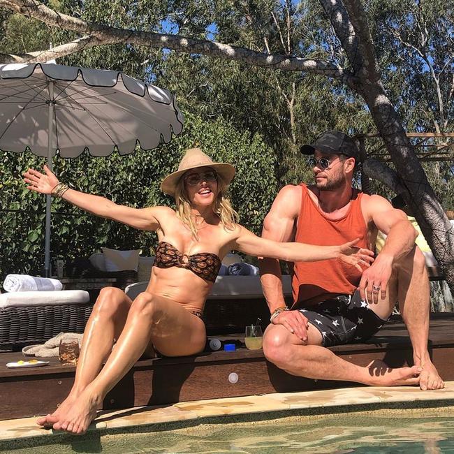 Elsa and Chris live it up by the pool.