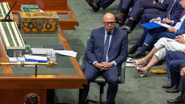 Peter Dutton was quick to manage expectations in his own party room meeting. Picture: NCA NewsWire / Gary Ramage