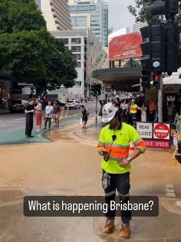 A burst water main has inundated the BRisbane CBD. Pic: Samantha Scott