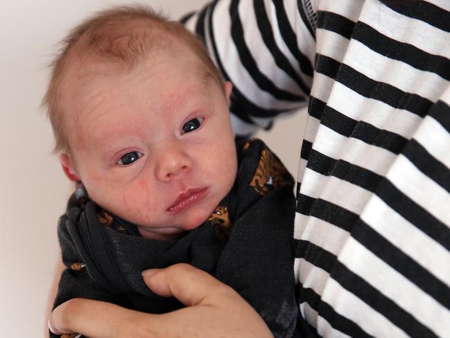 Baby Jimmy Harris was born after his parents made a dash to Sydney from with Wee Waa property, while mum was in labour. Picture: Sam Ruttyn