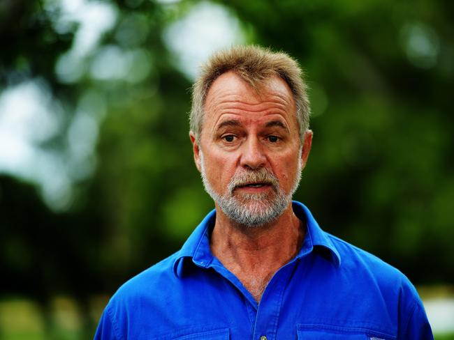 Indigenous Affairs Minister Nigel Scullion gestures during a presser at East Point in Darwin on Saturday, January 26, 2019. He has become the third minister to quit politicsPicture: Keri Megelus