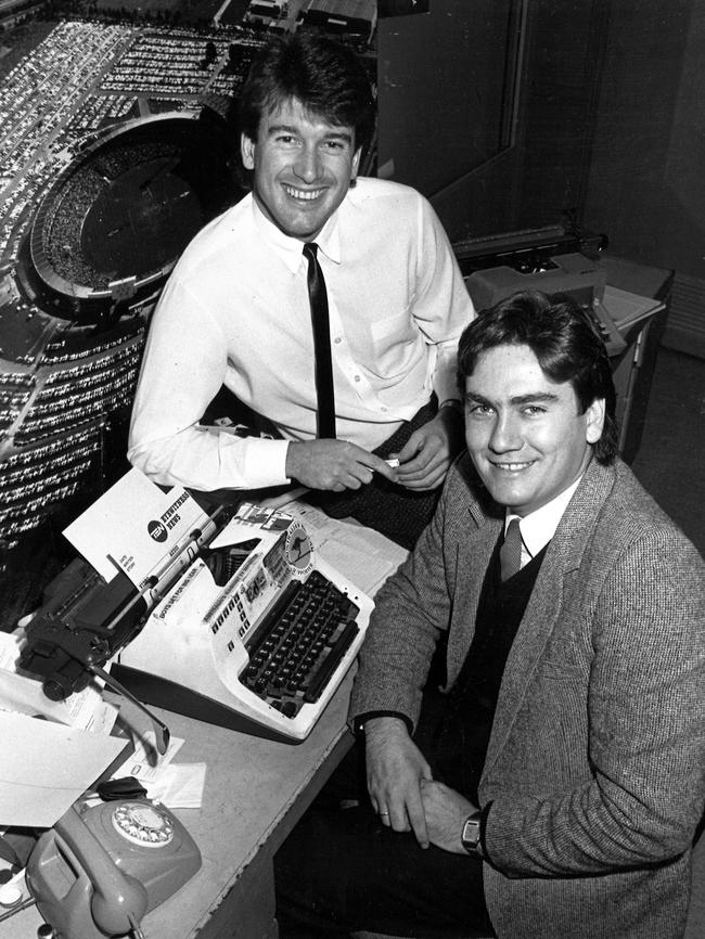 Stephen Quartermain and Eddie McGuire at Network Ten in 1987.