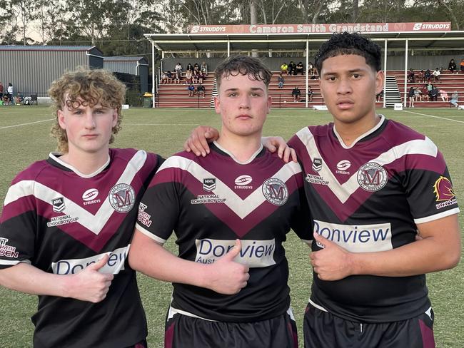 Marsden State High's Walters Cup players Quinn Timperon, Cooper Young and Taylan Toâ&#128;&#153;a. Picture: Andrew Dawson