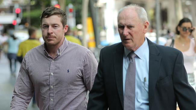 Horse trainer Ben Currie and his legal representative Michael O’Connor. Picture: Mark Cranitch.