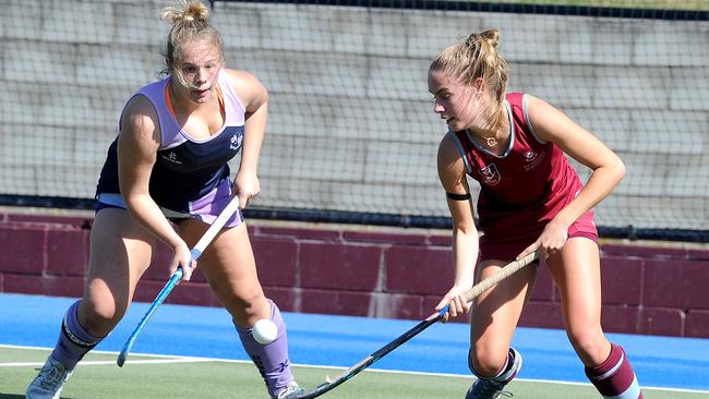 Uni Qld player Georgia Carr-Brown in action. Picture, John Gass.