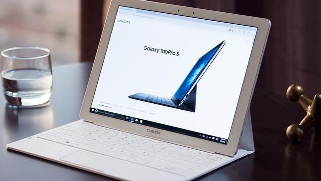 Hybrid travel computer ... Samsung’s Galaxy TabPro S two-in-one computer weighs less than 700g.