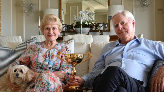 Kay and Kevin Seymour with the Inter Dominion cup. Picture: Kate Lockyer