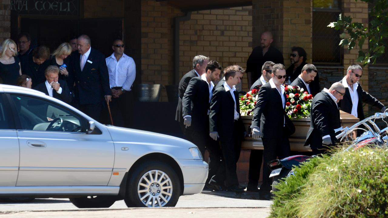 Mourners at the funeral of Jason De Ieso at St Francis of Assisi Catholic Church in Newton.