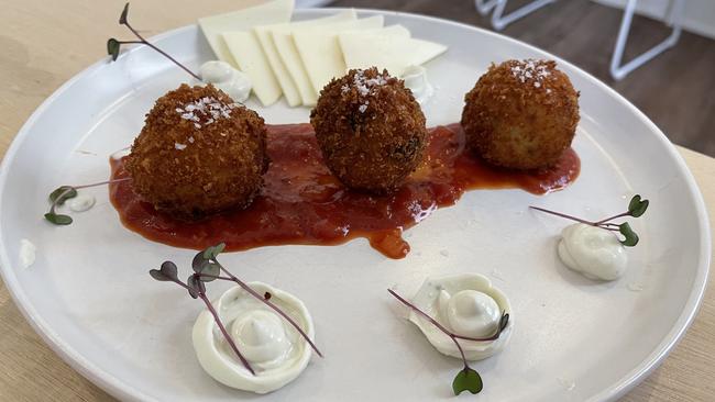 Arancini at Plant vibes cafe in Bowen Hills.