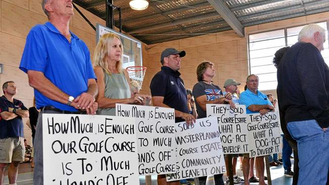 The community protest at Peregian Springs against plans to change the zoning of golf course land to residential attracted more than 400 people. . Picture: John McCutcheon