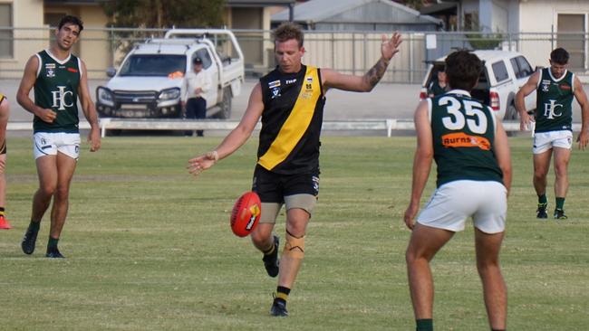 Red Cliffs forward Jake Reed in the round 3 Sunraysia football match against Imperials at Mildura's Brian Weightman Oval. Picture: Michael DiFabrizio