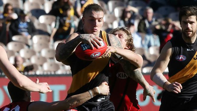 Dustin Martin received three votes against Essendon in Round 17. Picture: Wayne Ludbey