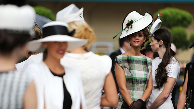 Championships Day at Royal Randwick Racecourse today. Pictured are ladies lining up for Fashions on the Field.