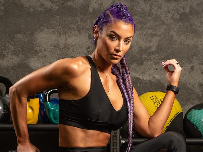 Former US WWE wrestler and fitness influencer Natalie Eva Marie at PEAQ Conditioning Coaching in Port Adelaide to launch new Pushh app, by Ryderwear. Picture: Brad Fleet