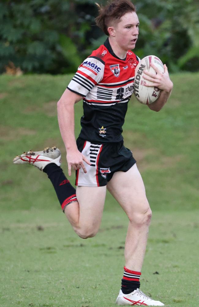 Kirwan centre Cohen Dittmann scores a try in Fiji. Picture: Kirwan SHS