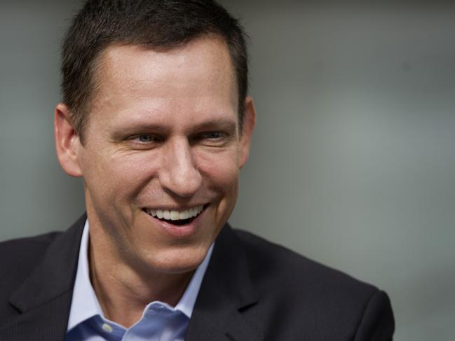 Peter Thiel, co-founder of PayPal Inc., speaks during a Bloomberg Studio 1.0 Interview in San Francisco, California, U.S., on Monday, Aug. 25, 2014. EBay Inc.'s PayPal service will start accepting bitcoins, opening up the world’s second-biggest Internet payment network to virtual currency transactions. Photographer: David Paul Morris/Bloomberg *** Local Caption *** Peter Thiel