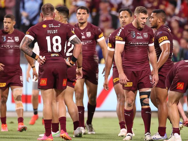 Queensland lost the first two games of the series by a combined score of 76-6. (Photo by Mark Kolbe/Getty Images)