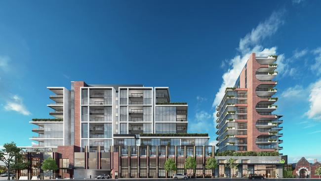 An artist’s impression of the development Woolworths is fighting to have approved on the former ABC site on Selwyn St.