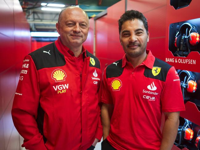 Laurence Escalante (right) sponsors Formula 1 team Ferrari. Picture: Supplied