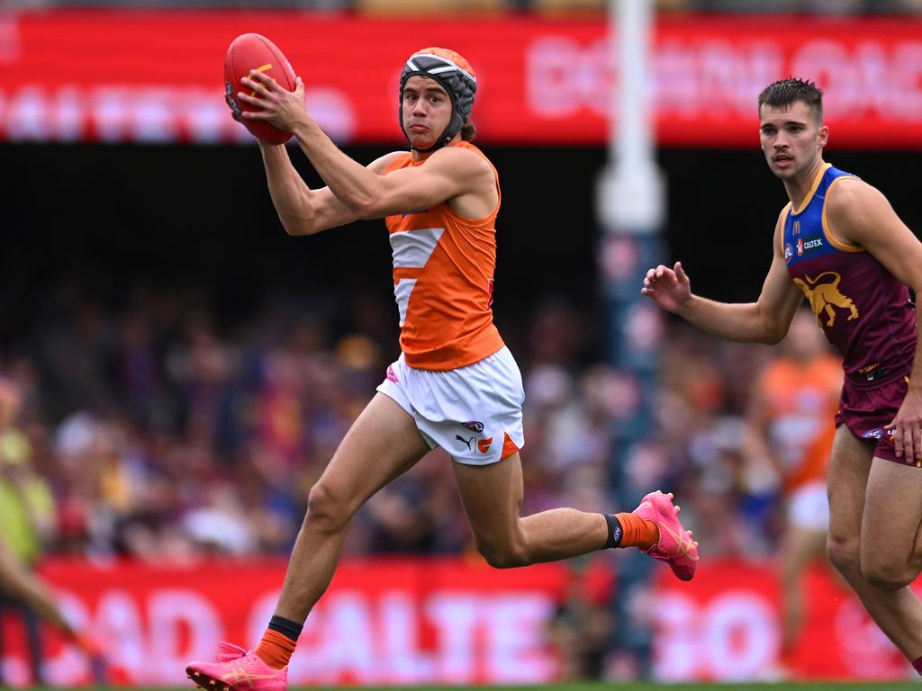 Darcy Jones and the Giants escaped the Lions. Picture: Albert Perez/AFL Photos