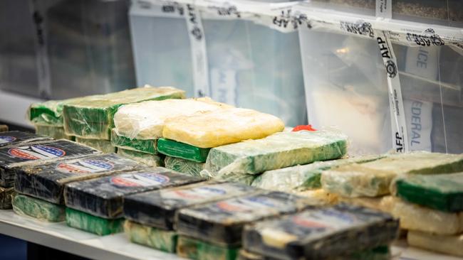 Some of the drug shipment on display at an AFP, Border force and SA Police press conference on March 31. Picture: Tom Huntley