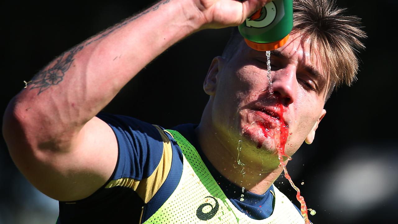 Pic of Sean McMahon.Wallabies training at Kippax Lakes field where the Roosters train opposite Allianz Stadium