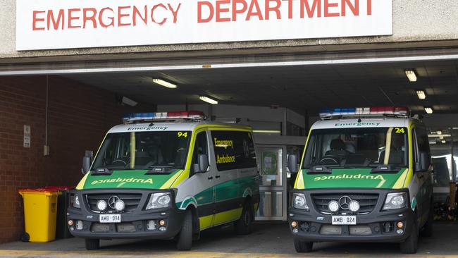 Ambulances at the Queen Elizabeth Hospital. Picture: NCA NewsWire