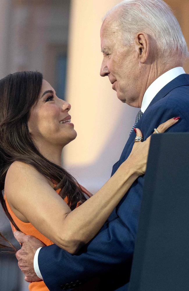 Joe Biden Raises Eyebrows With Embrace Of Eva Longoria At Flamin Hot Screening Au 