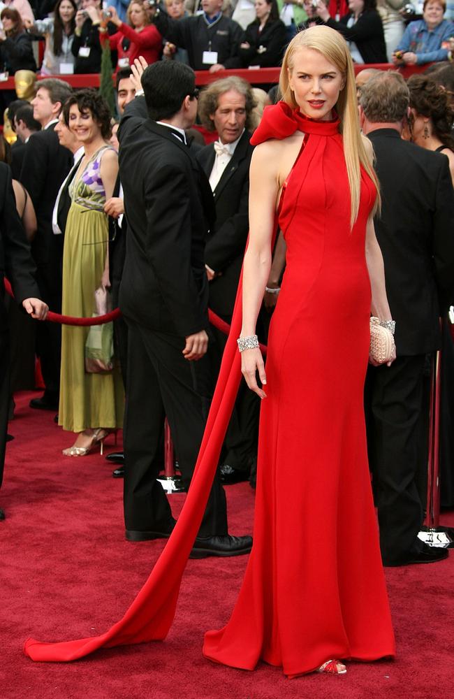 Nicole Kidman goes for red in 2007. Picture: Frazer Harrison/Getty Images