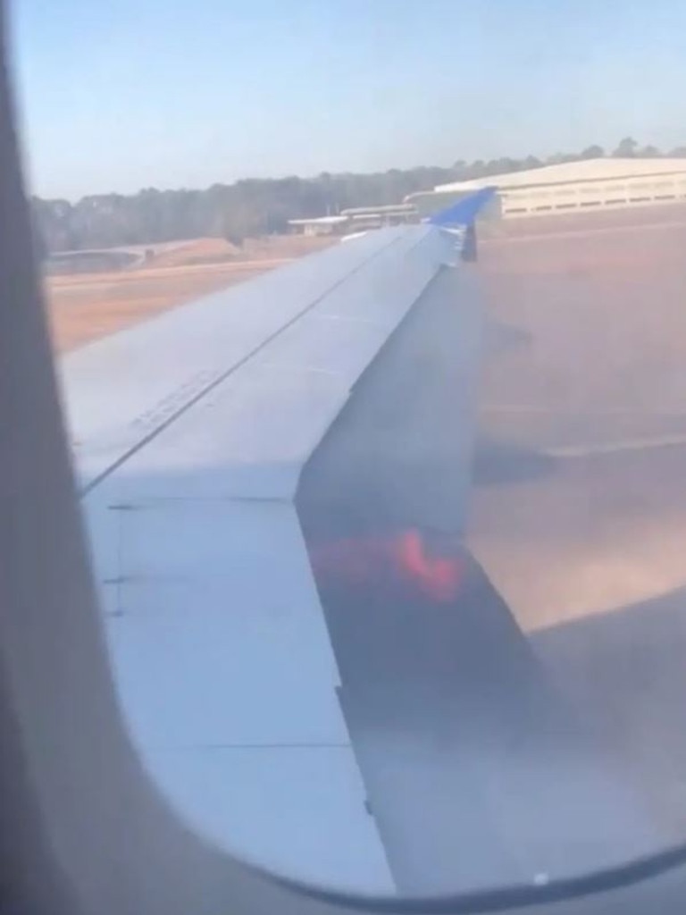 A fire seen on the plane’s wing.