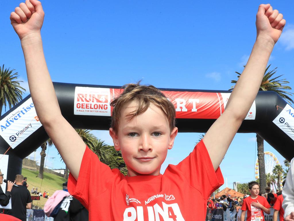 Darcy Steel, 8, was first home in the 1km kids dash Picture: Mark Wilson