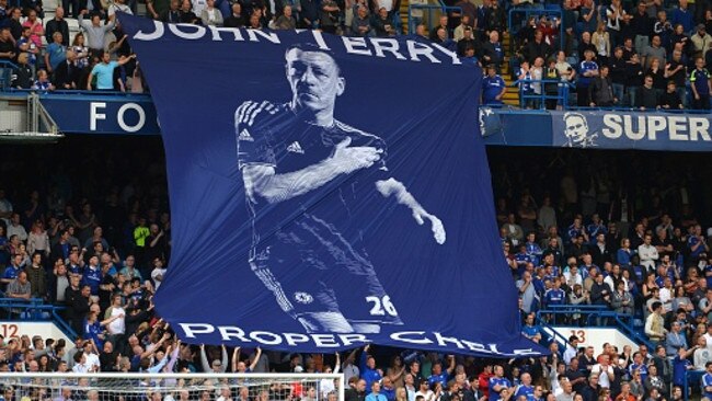 Chelsea fans unfurl a banner of John Terry.