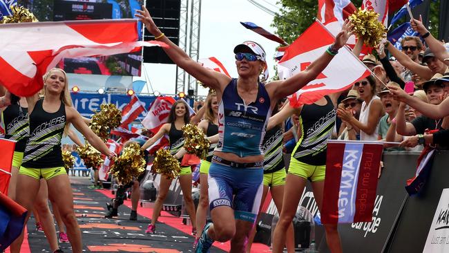 Mirinda Carfrae winning Ironman Austria earlier this year.