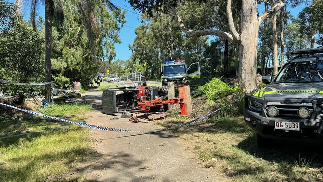 A man is fighting for his life following excavator rollover. Picture: Supplied.