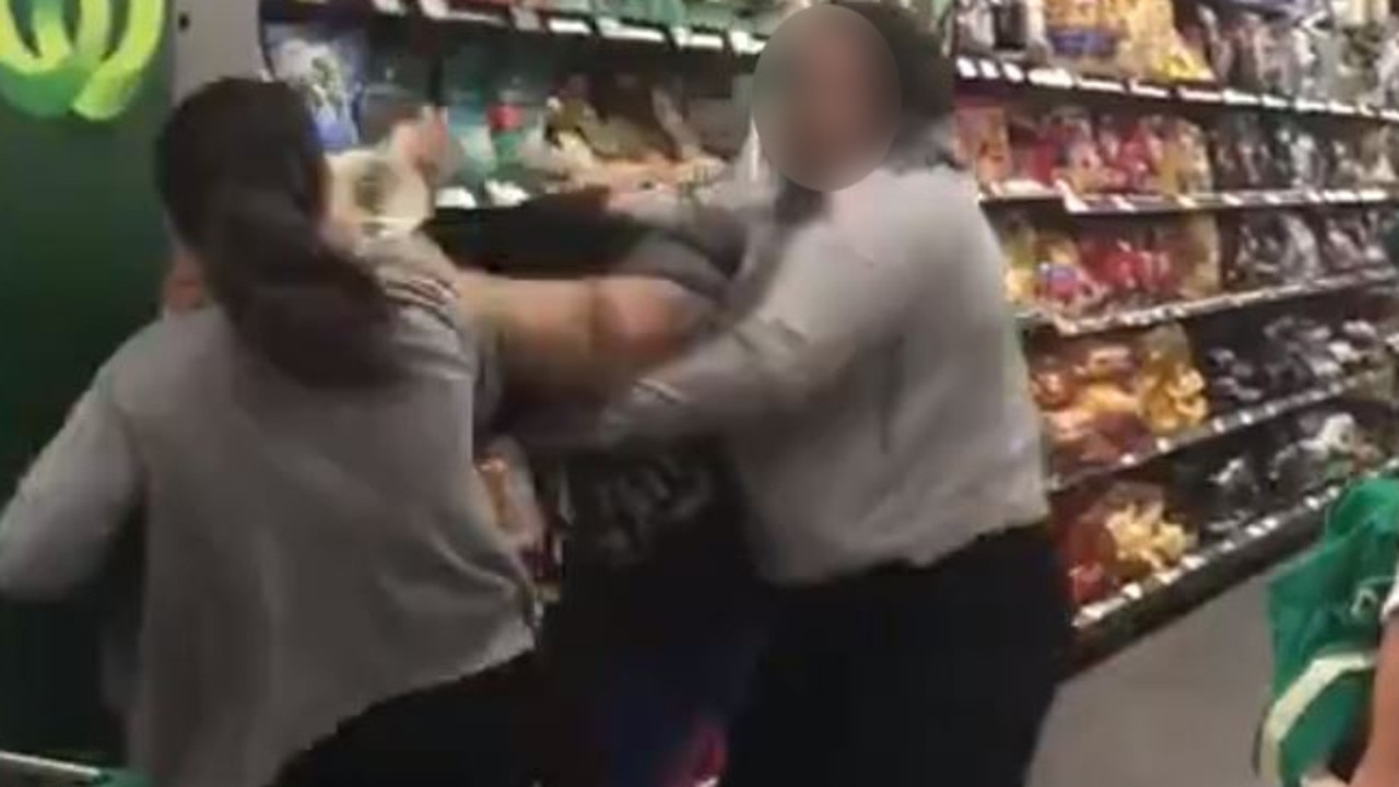 Shoppers fight over toilet rolls in Woolworths Chullora as the coronavirus craziness hits new levels. Picture Twitter