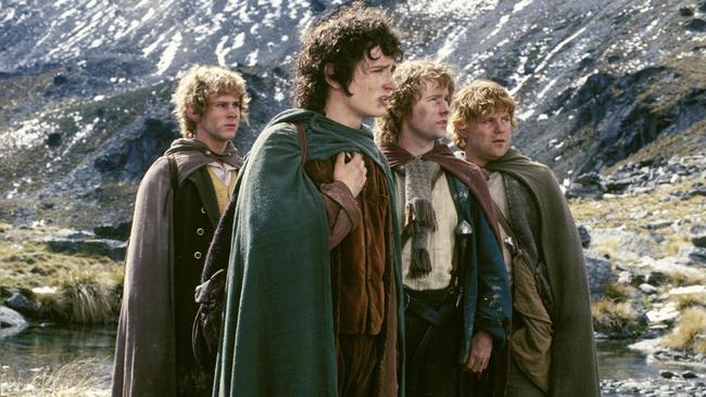 Dominic Monaghan, Elijah Wood, Billy Boyd and Sean Astin in The Lord of the Rings: The Fellowship of the Ring. Picture: AP