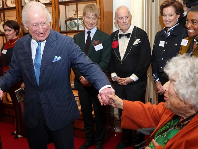 The beloved star with King Charles earlier this year at the launch of the Queen’s reading room medal at Clarence House. Picture: AFP