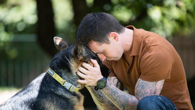 Zachary Rolfe, pictured with his dog, speaks exclusively a new documentary for The Australian. Picture: Ryan Osland