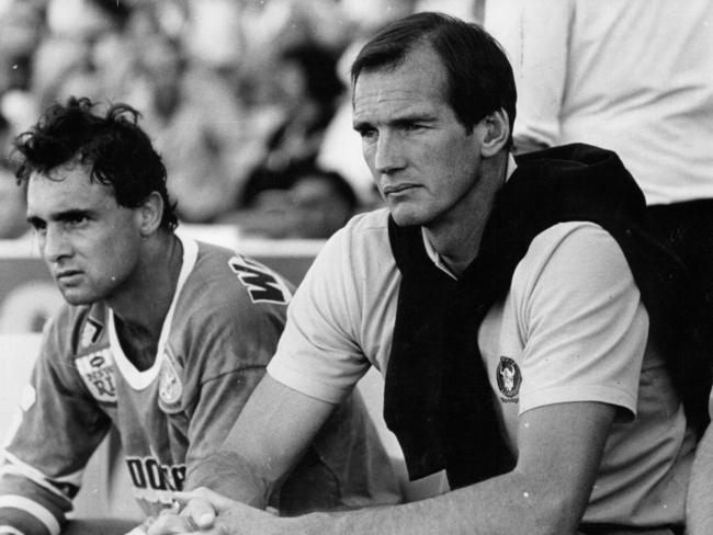 Then Canberra Raiders coach Wayne Bennett with player Ivan Henjak in 1987