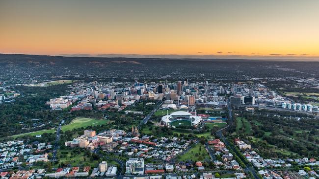 North Adelaide from the air with Adelaide Oval and the city in the background. Picture: Airborne Photography