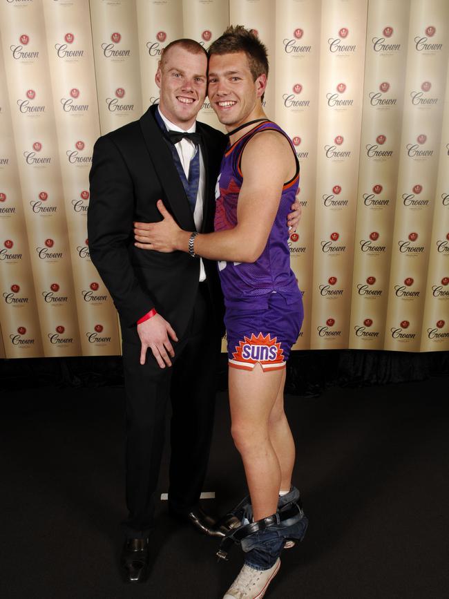 Brownlow Medal winner Adam Cooney with Shaun Higgins at the after-party in 2008.