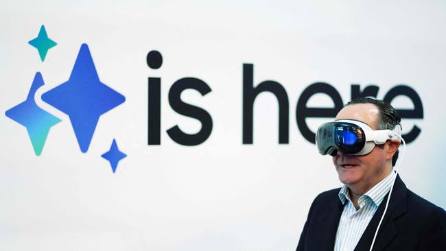 A man wearing Apple’s Vision Pro mixed reality headset. Picture: Pau Barrena / AFP