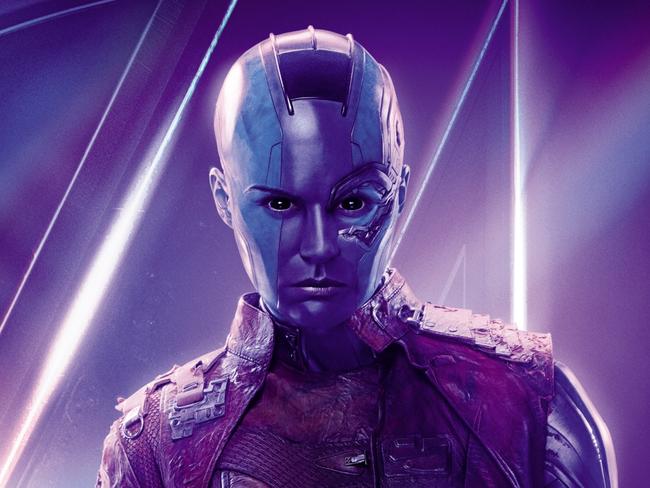 Karen Gillan in costume as Nebula.