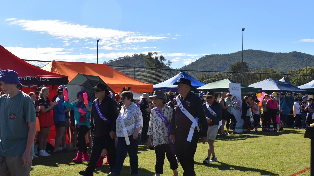 The survivor and carers lap kicking off the 2024 Rockhampton Relay for Life.