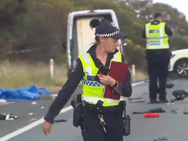 A man has died following a serious collision between a car and cyclist on the Dukes Hwy at Brimbago. Picture: 7NEWS