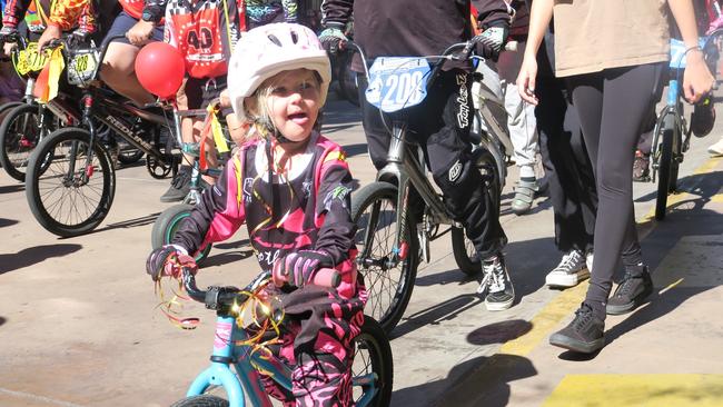 Children from the Alice Springs BMX club at the annual Bangtail Muster.