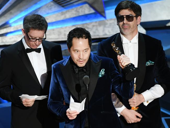 Production designers Jeff Melvin, Paul Denham Austerberry and Shane Vieau. Picture: Getty Images