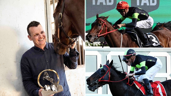 Trainer Joe Pride still hopes to have 2023 The Everest winner Think About It (top right) and dual placegetter Private Eye in the field for this year's race. Pictures: File