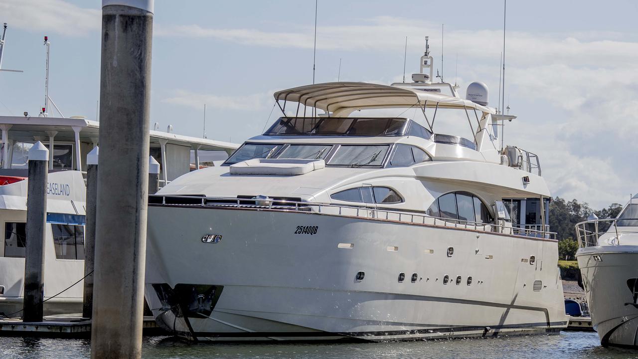 The Lady Pamela at Gold Coast City Council Marina after the Simonds family were taken off into hotel quarantine.